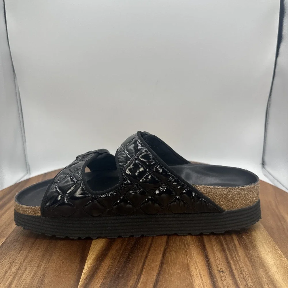 Birkenstock Papillio Arizona Black Quilted Platform Sandals Women's EU 41 US 10